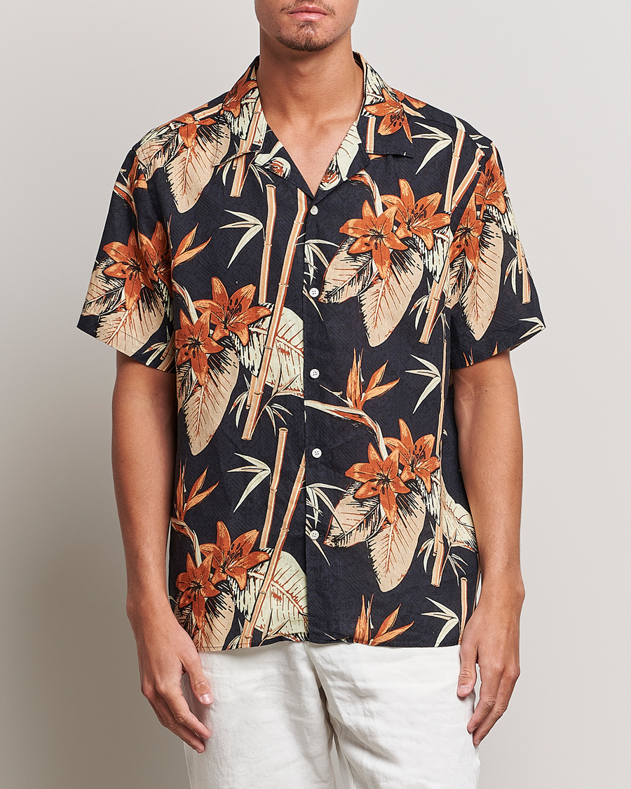 Herre | Casual | J.Lindeberg | Elio Tropical Print Short Sleeve Shirt Navy