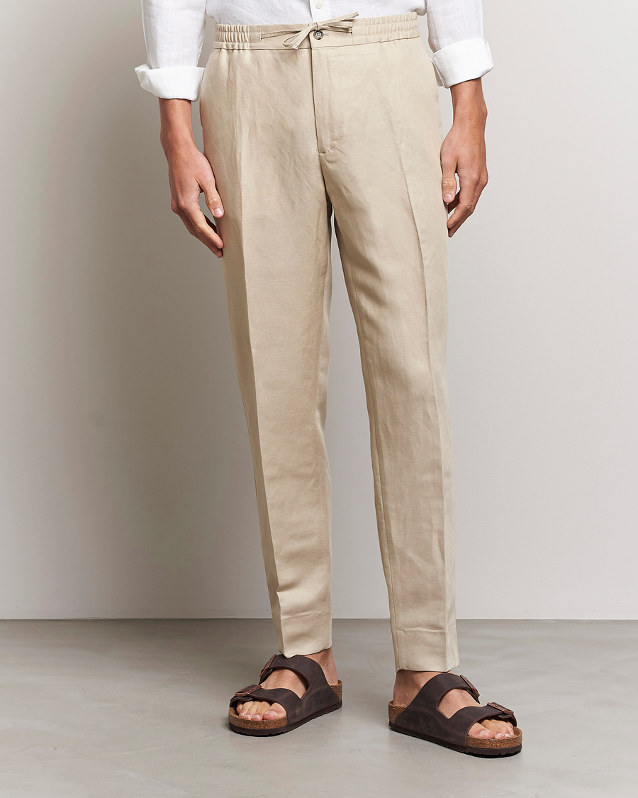 Herre | Bukser | J.Lindeberg | Baron Tencel/Linen Trousers Safari Beige