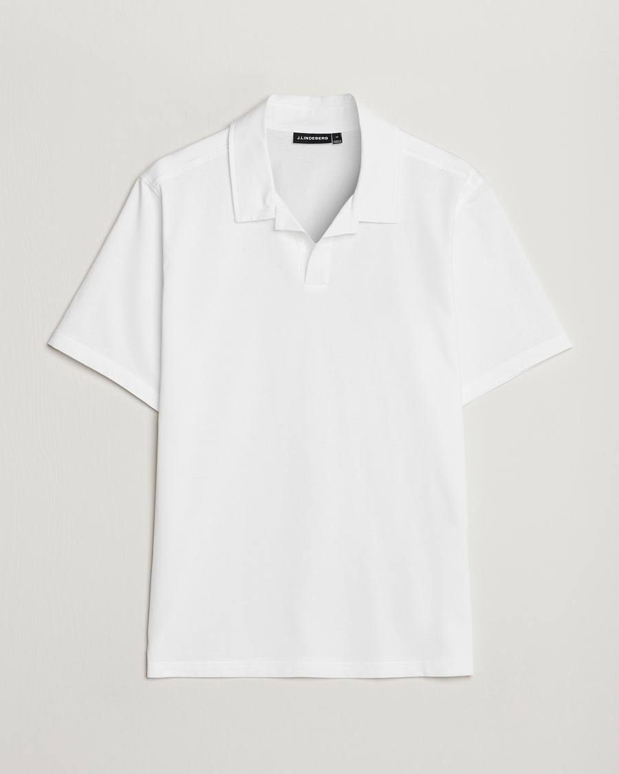 Herre | Pikéer | J.Lindeberg | Asher Open Collar Polo Shirt White