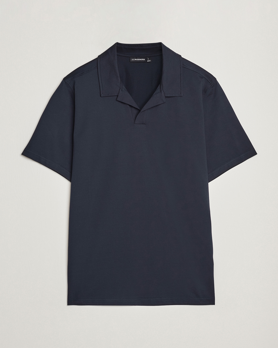 Herre | Pikéer | J.Lindeberg | Asher Open Collar Polo Shirt Navy