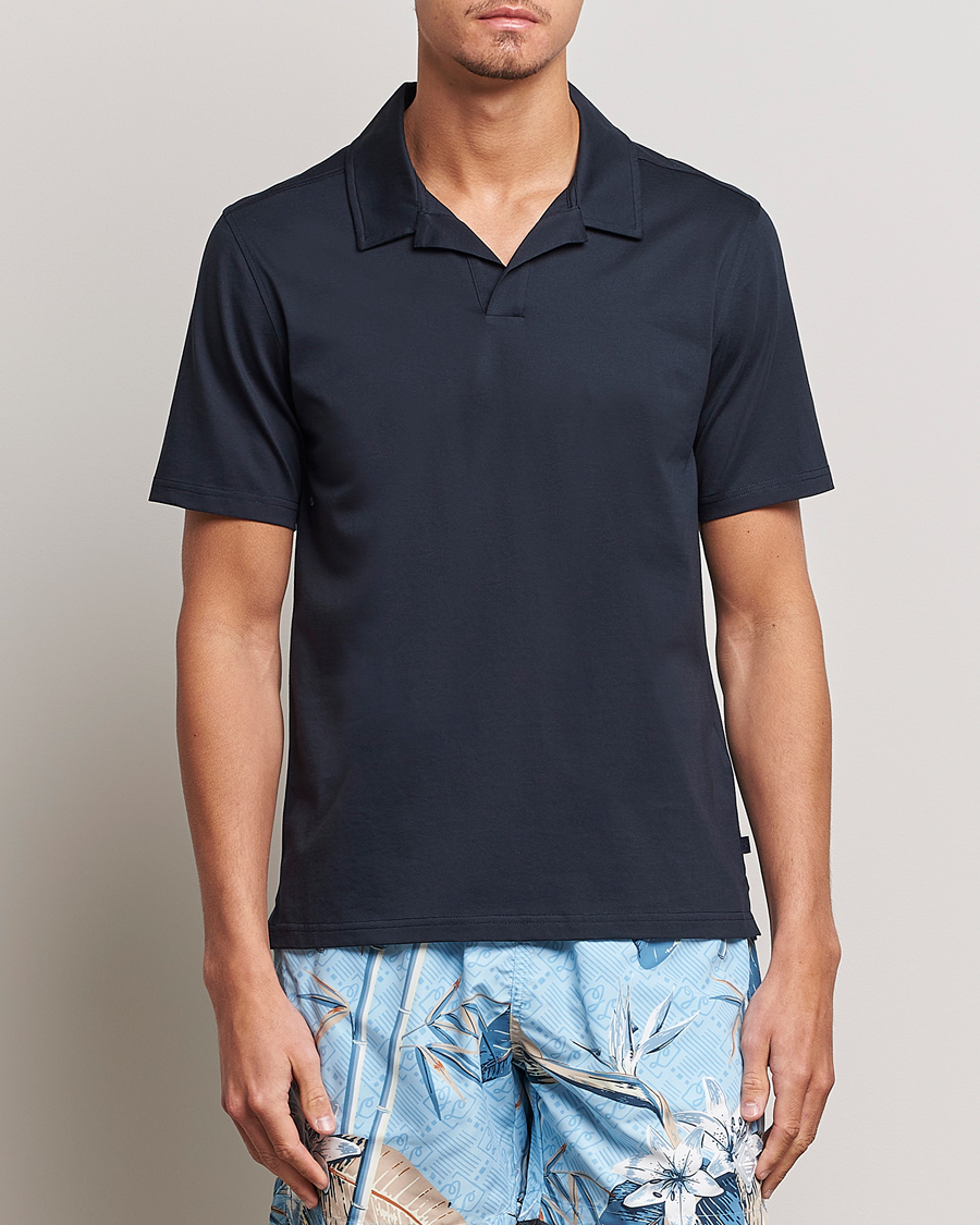 Herre |  | J.Lindeberg | Asher Open Collar Polo Shirt Navy