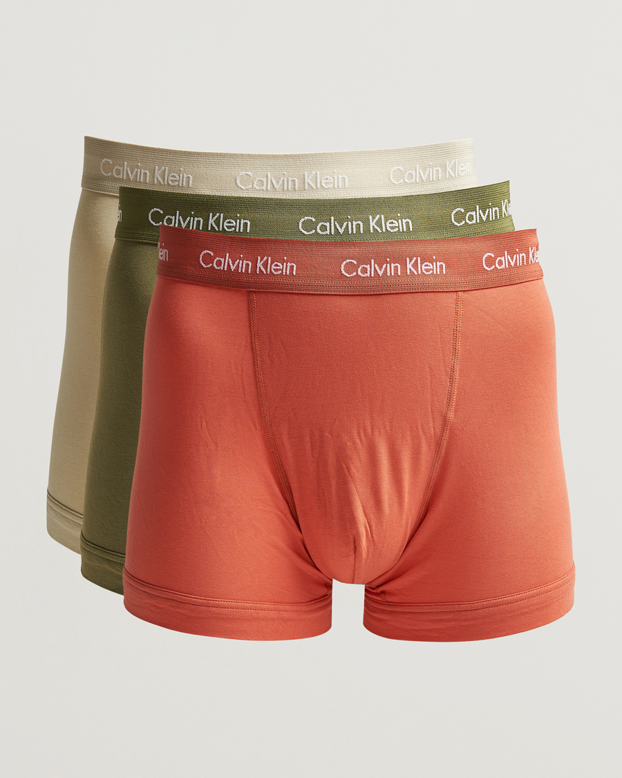 Herre | Undertøy | Calvin Klein | Cotton Stretch 3-Pack Trunk Beige/Red/Green