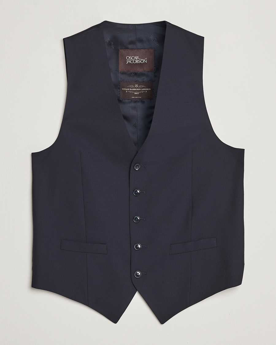 Herre | Dressjakker | Oscar Jacobson | Carlo Wool Waistcoat Navy