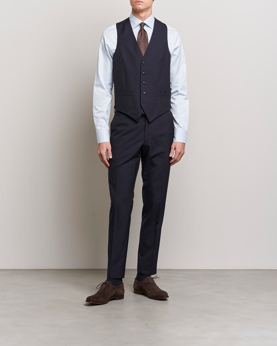 Herre | Dressjakker | Oscar Jacobson | Carlo Wool Waistcoat Navy