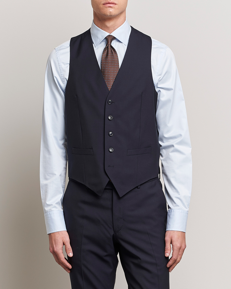 Herre | Business & Beyond | Oscar Jacobson | Carlo Wool Waistcoat Navy