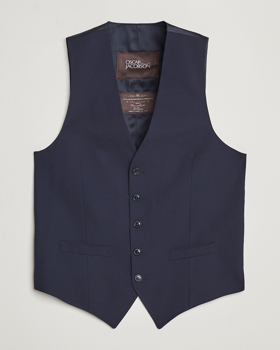 Herre | Dressjakker | Oscar Jacobson | Carlo Wool Waistcoat Blue