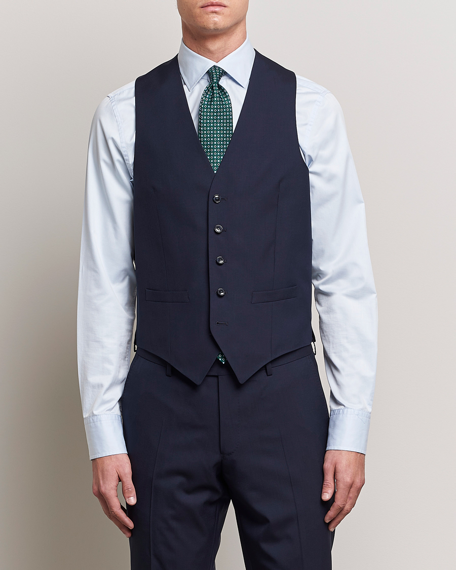 Herre | Klær | Oscar Jacobson | Carlo Wool Waistcoat Blue