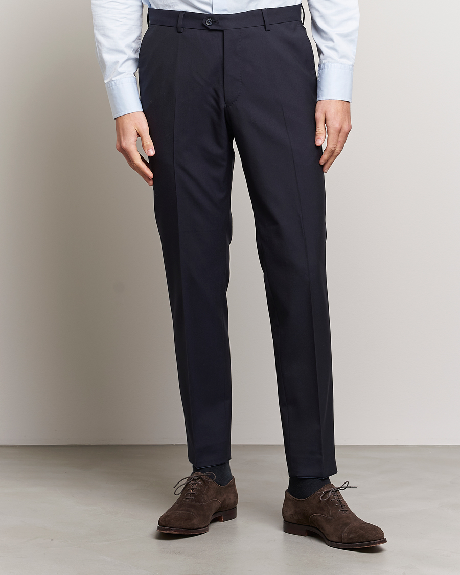 Herre | Klær | Oscar Jacobson | Denz Wool Trousers Navy