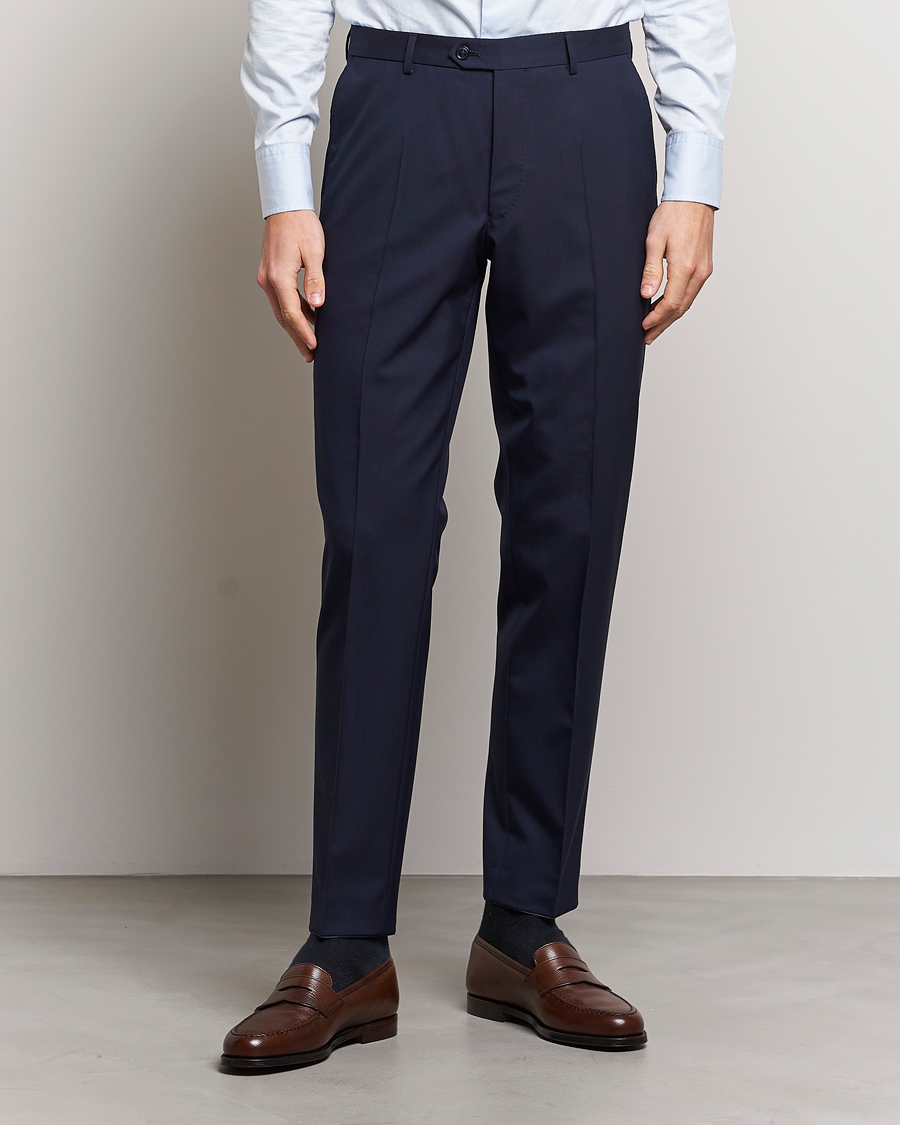 Herre | Klær | Oscar Jacobson | Denz Wool Trousers Blue