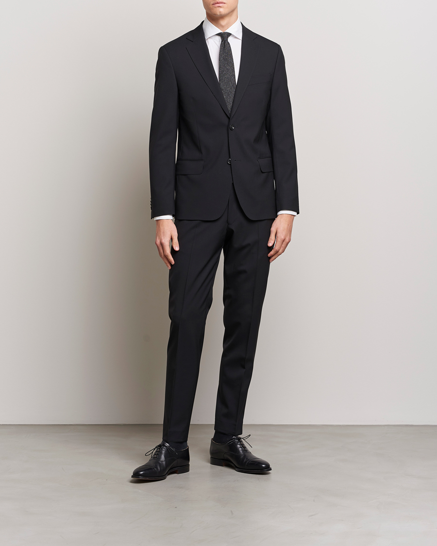Herre | Bukser | Oscar Jacobson | Denz Wool Trousers Black