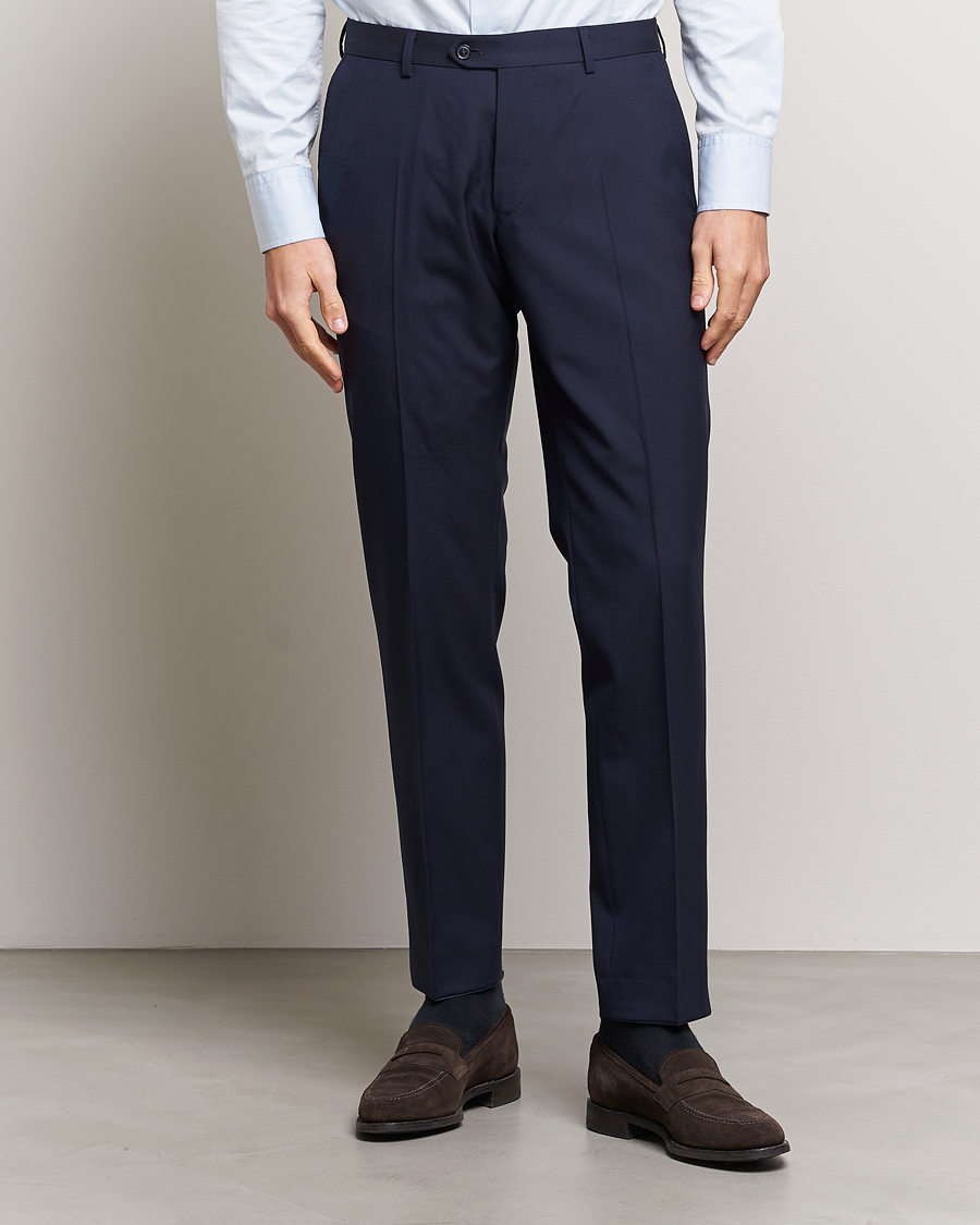 Herre | Dressbukser | Oscar Jacobson | Diego Wool Trousers Blue