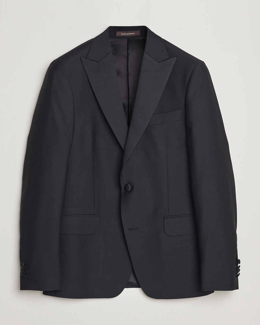 Herre | Dressjakker | Oscar Jacobson | Elder Wool Tuxedo Blazer Black