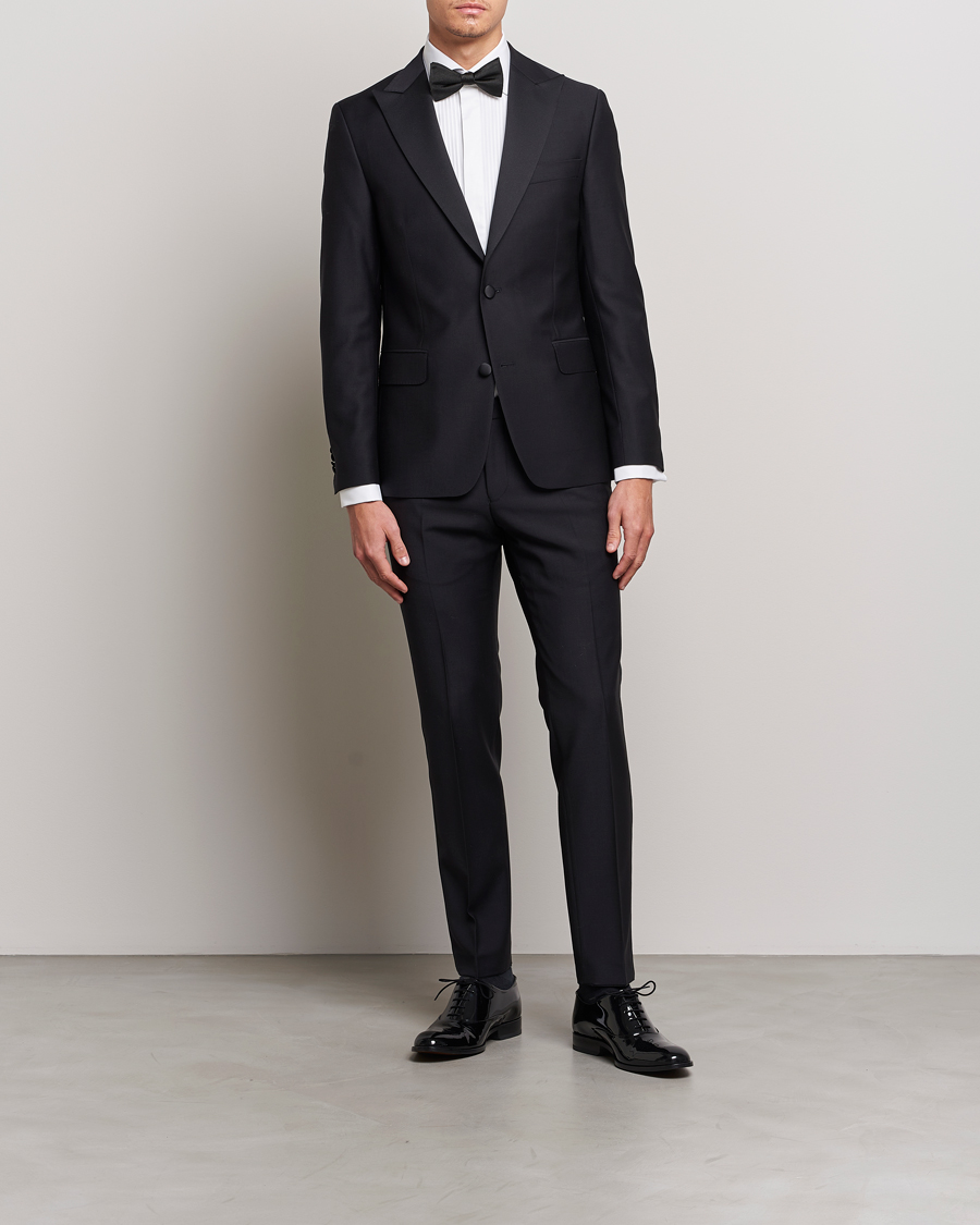 Herre | Dressjakker | Oscar Jacobson | Elder Wool Tuxedo Blazer Black