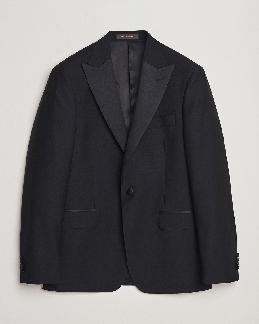 Herre | Dressjakker | Oscar Jacobson | Frampton Wool Tuxedo Blazer Black