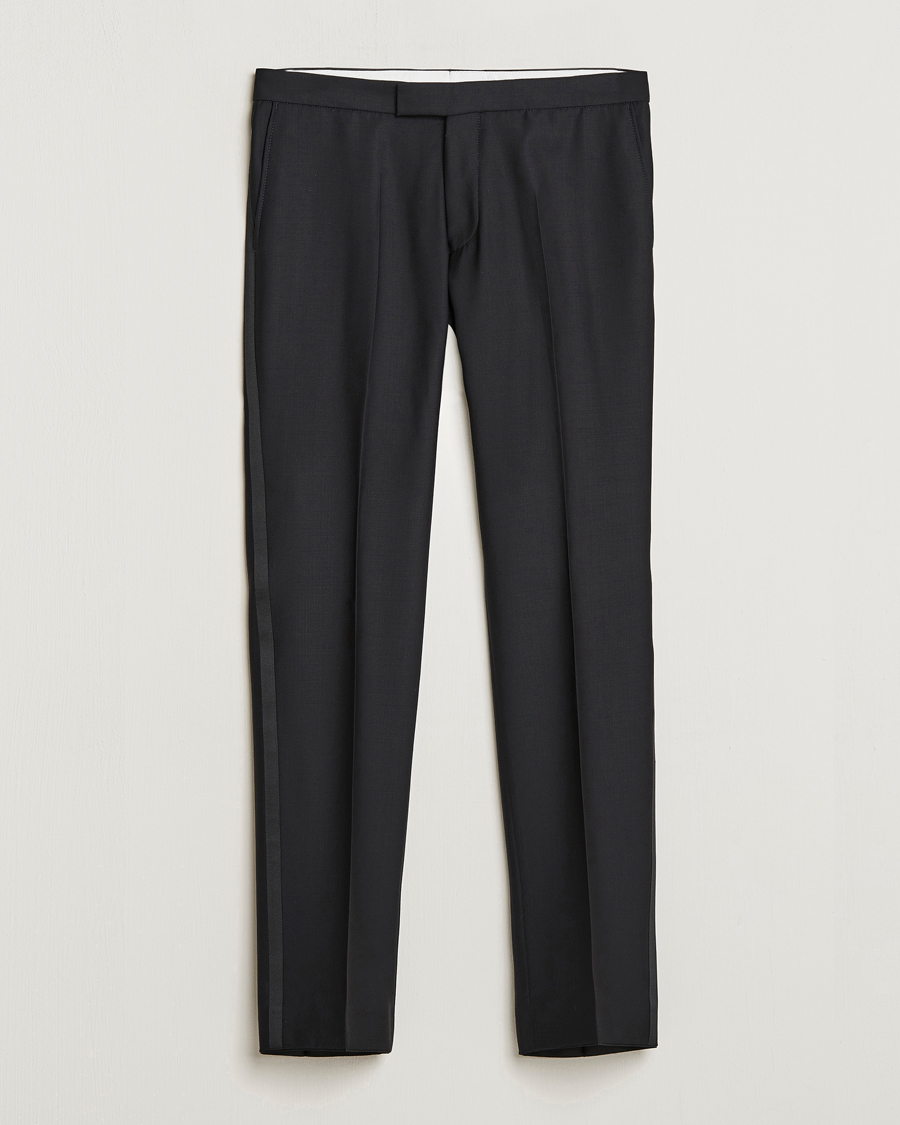 Herre | Bukser | Oscar Jacobson | Devon Wool Tuxedo Trousers Black