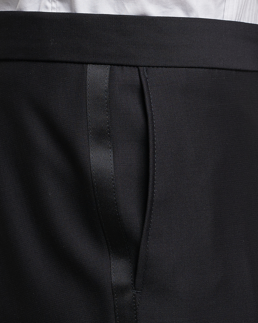 Herre | Bukser | Oscar Jacobson | Devon Wool Tuxedo Trousers Black