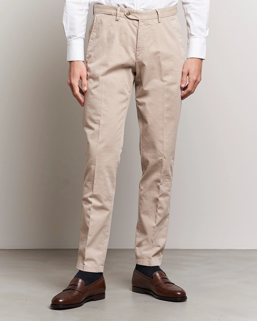 Herre | Chinos | Oscar Jacobson | Danwick Cotton Trousers Beige