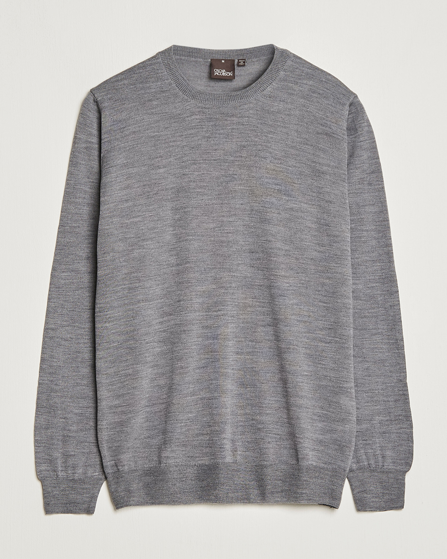 Herre | Gensere | Oscar Jacobson | Custer Merino Wool Roundneck Grey