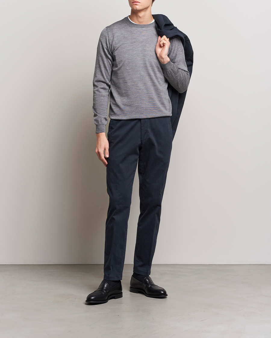 Herre | Gensere | Oscar Jacobson | Custer Merino Wool Roundneck Grey