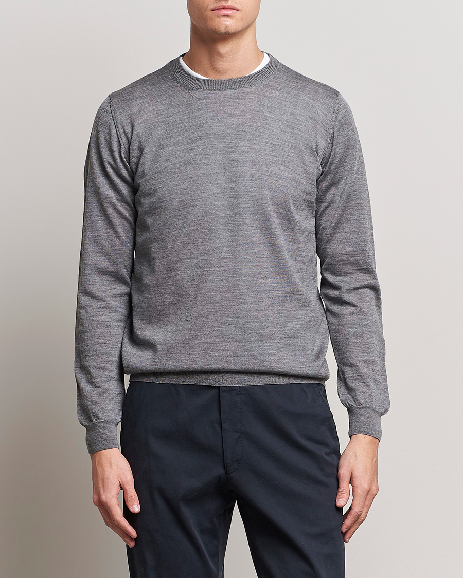 Herre | Tøj | Oscar Jacobson | Custer Merino Wool Roundneck Grey