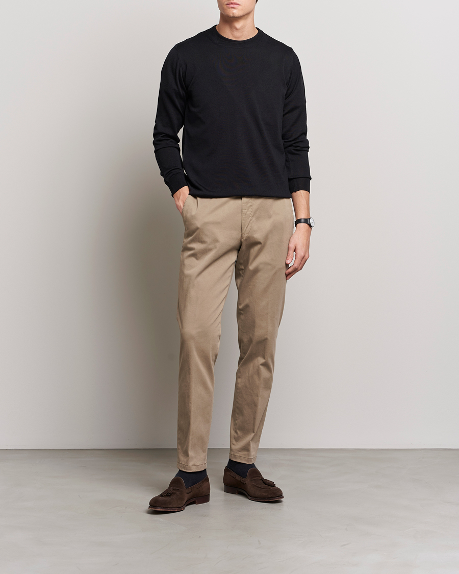 Herre | Gensere | Oscar Jacobson | Custer Merino Wool Roundneck Black