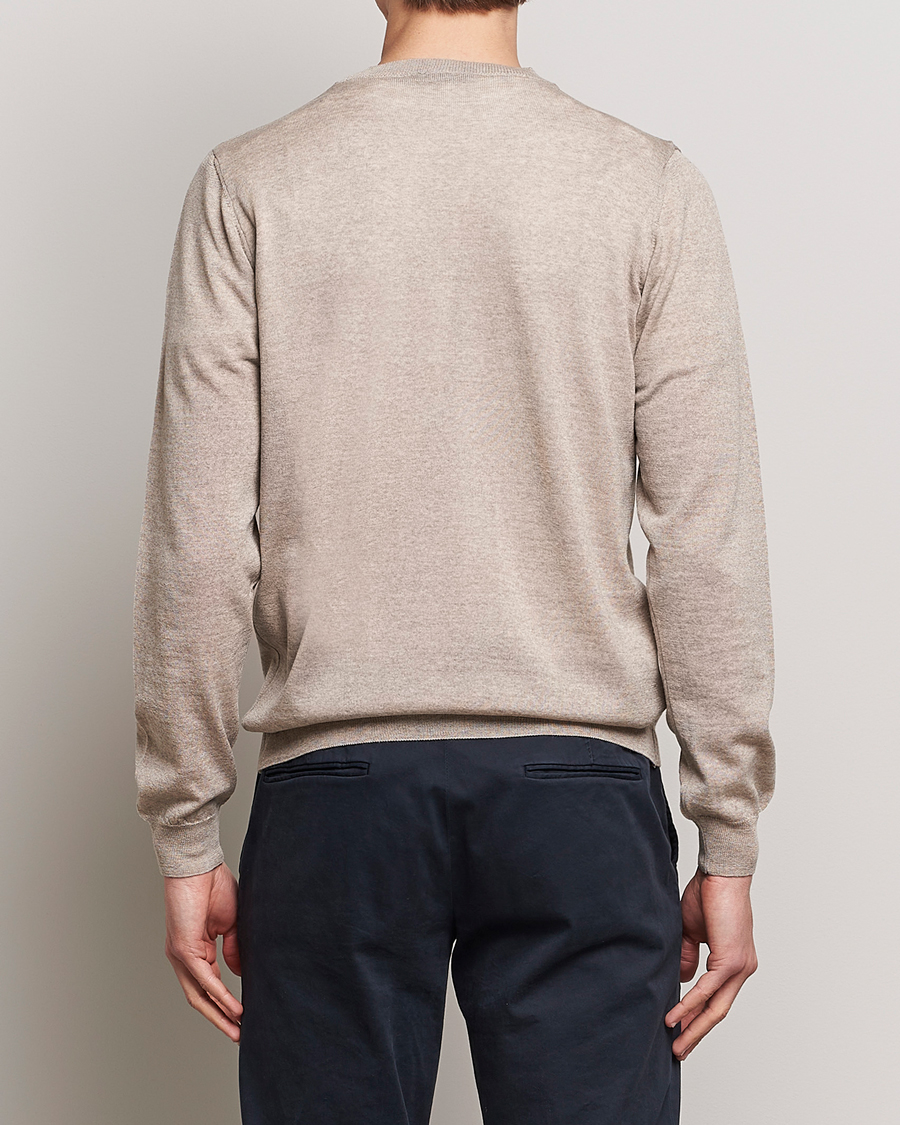 Herre | Gensere | Oscar Jacobson | Custer Merino Wool Roundneck Beige