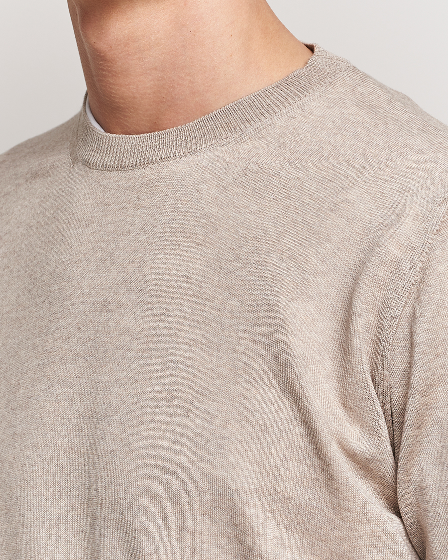 Herre | Gensere | Oscar Jacobson | Custer Merino Wool Roundneck Beige