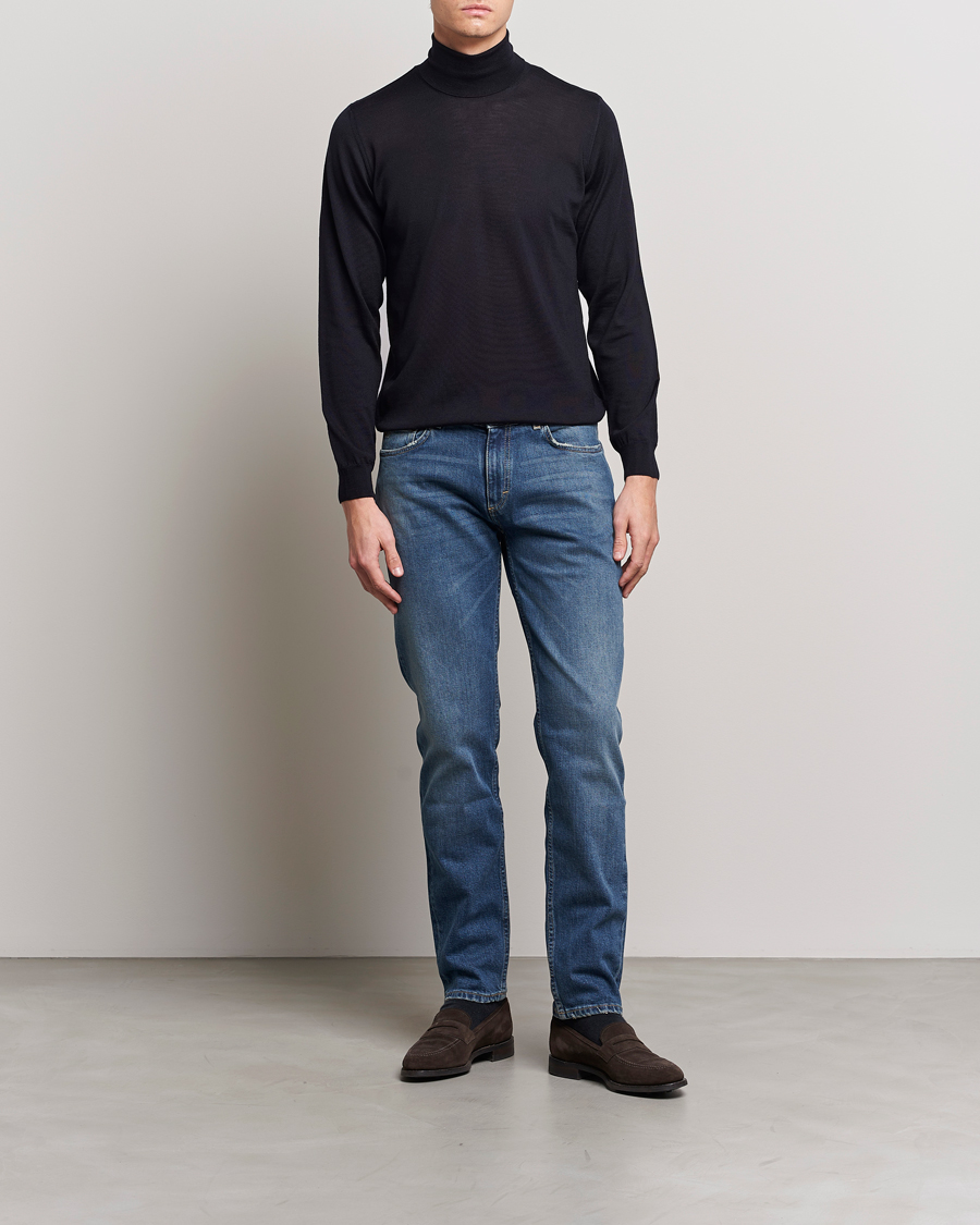 Herre | Gensere | Oscar Jacobson | Cole Merino Wool Rollneck Navy