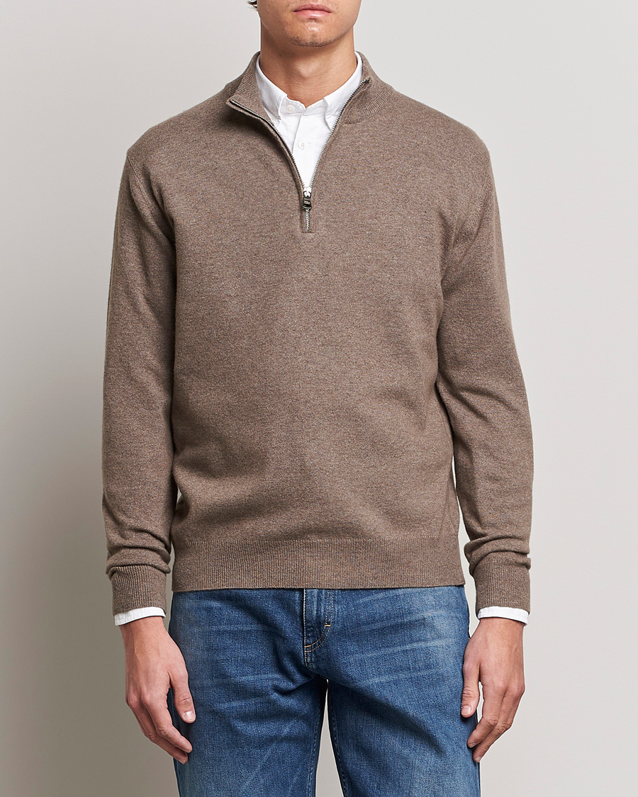 Herre | Gensere | Oscar Jacobson | Patton Wool Half-Zip Beige