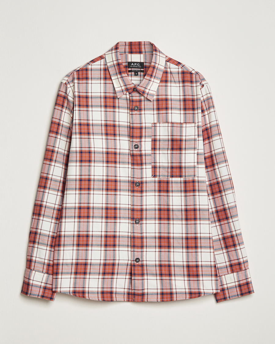 Herre | Skjorter | A.P.C. | Graham Checked Overshirt Ecru/Red