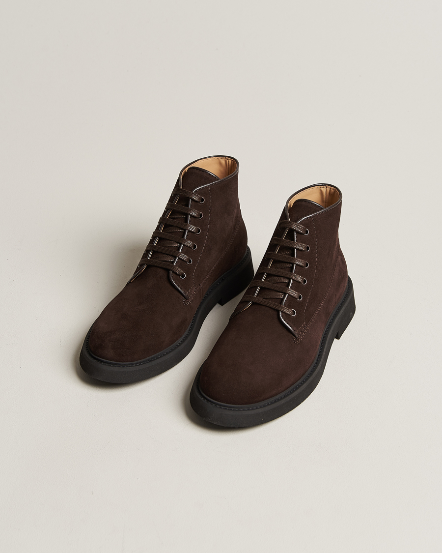Herre | A.P.C. | A.P.C. | Suede Lace Up Boots Dark Brown