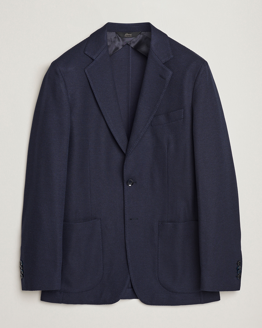 Herre |  | Brioni | Wool/Silk Jacquard Jersey Blazer Navy