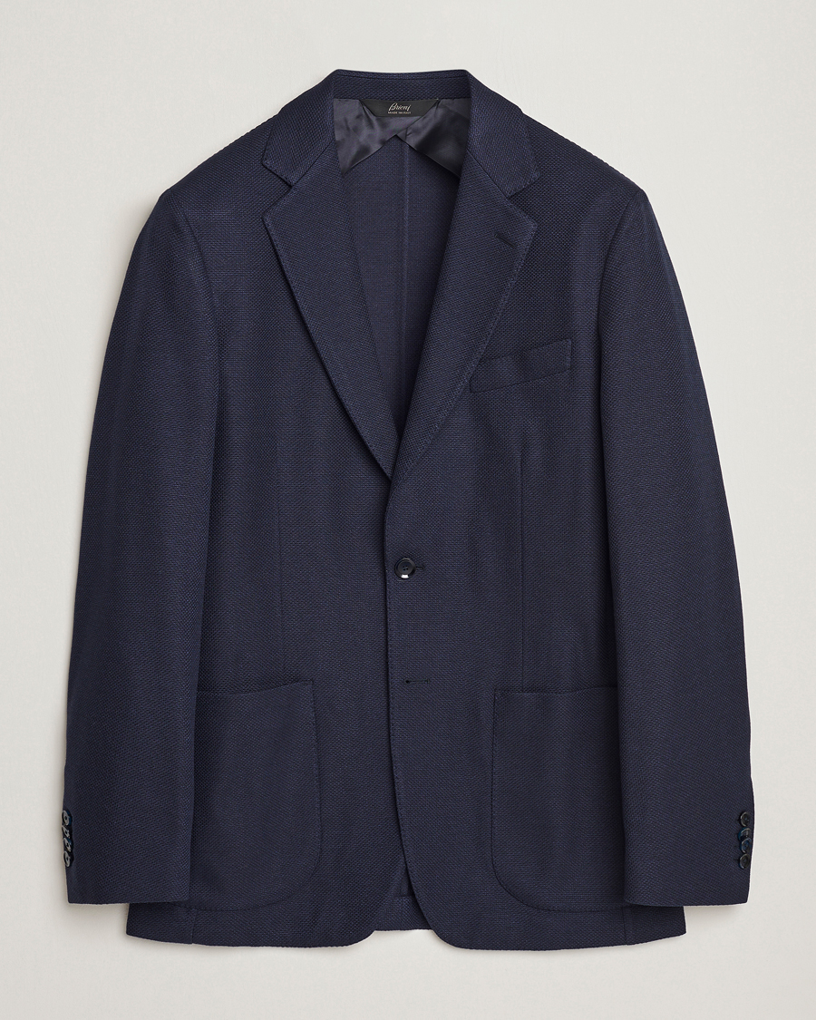 Herre | Dressjakker | Brioni | Wool/Silk Jacquard Jersey Blazer Navy