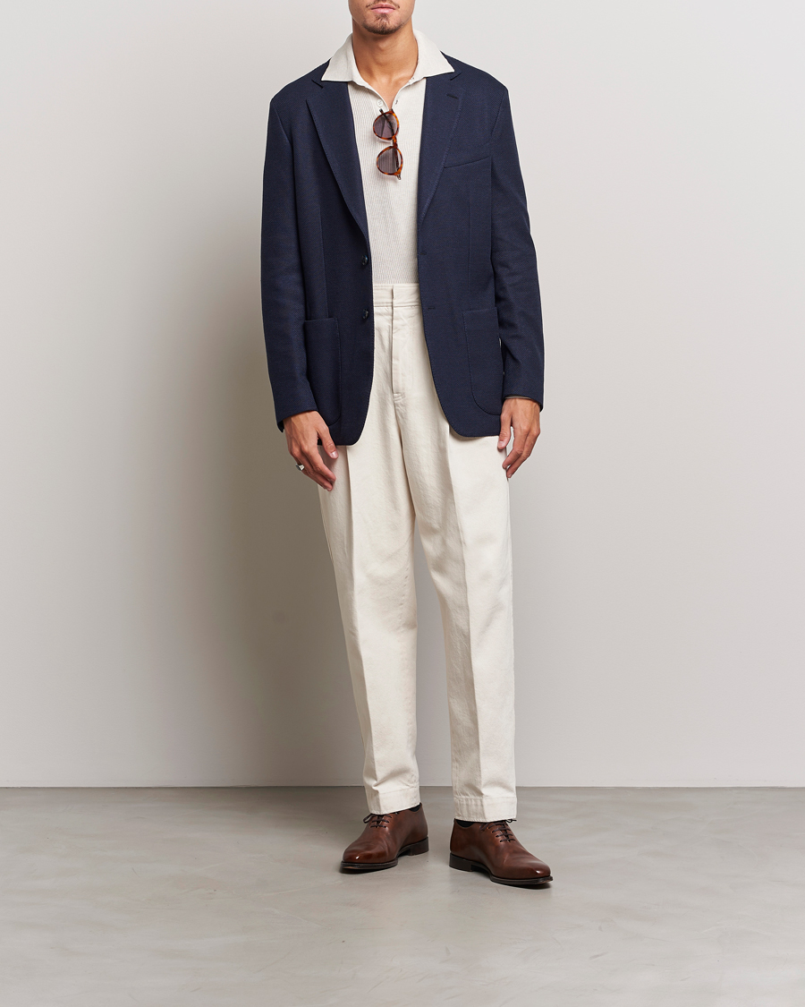 Herre | Dressjakker | Brioni | Wool/Silk Jacquard Jersey Blazer Navy