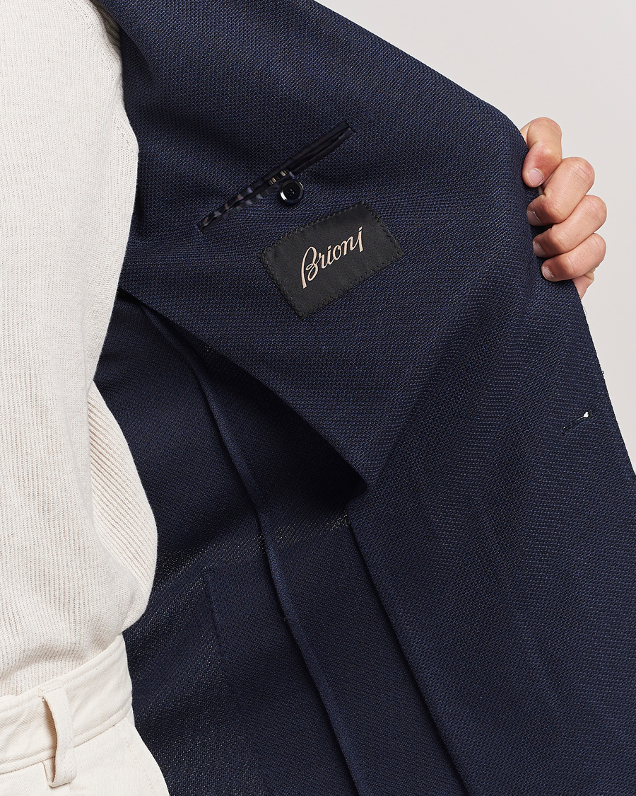 Herre | Dressjakker | Brioni | Wool/Silk Jacquard Jersey Blazer Navy