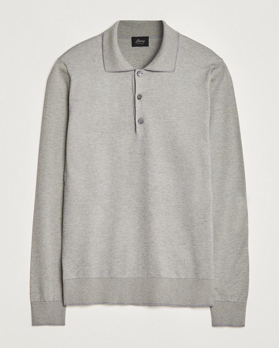 Herre | Gensere | Brioni | Cashmere Blend Long Sleeve Polo Sage