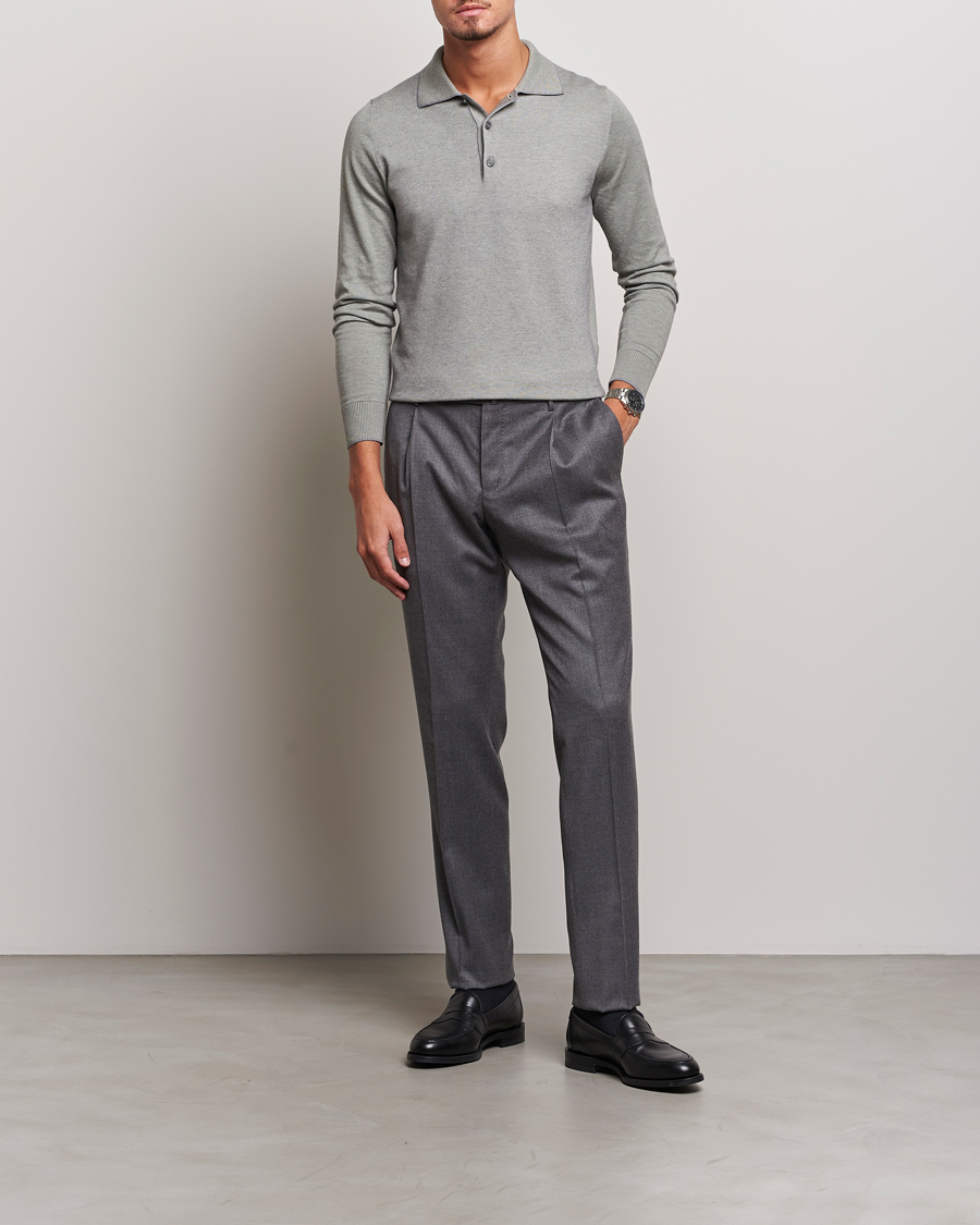 Herre | Gensere | Brioni | Cashmere Blend Long Sleeve Polo Sage