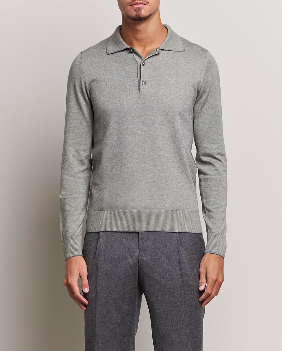 Herre | Gensere | Brioni | Cashmere Blend Long Sleeve Polo Sage