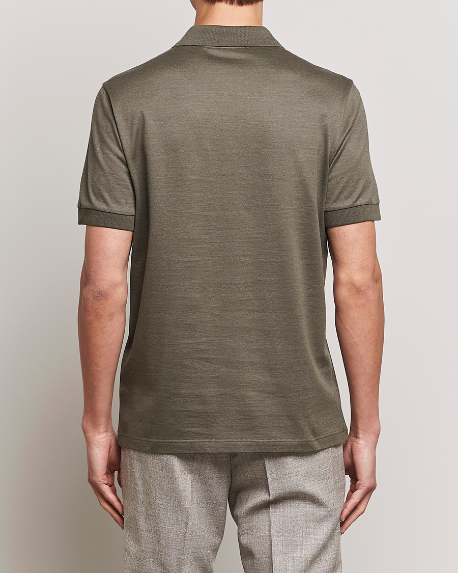 Herre | Pikéer | Brioni | Cotton/Silk Short Sleeve Polo Olive Green