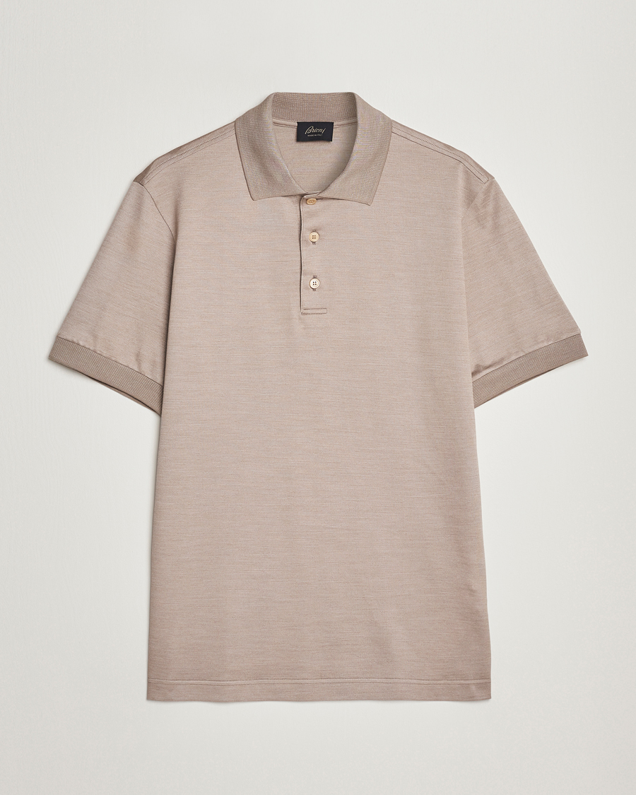 Herre |  | Brioni | Cotton/Silk Short Sleeve Polo Beige