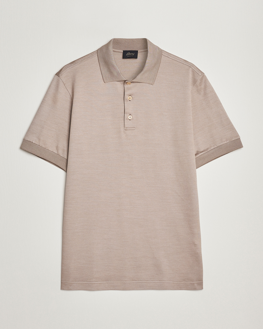 Herre | Pikéer | Brioni | Cotton/Silk Short Sleeve Polo Beige