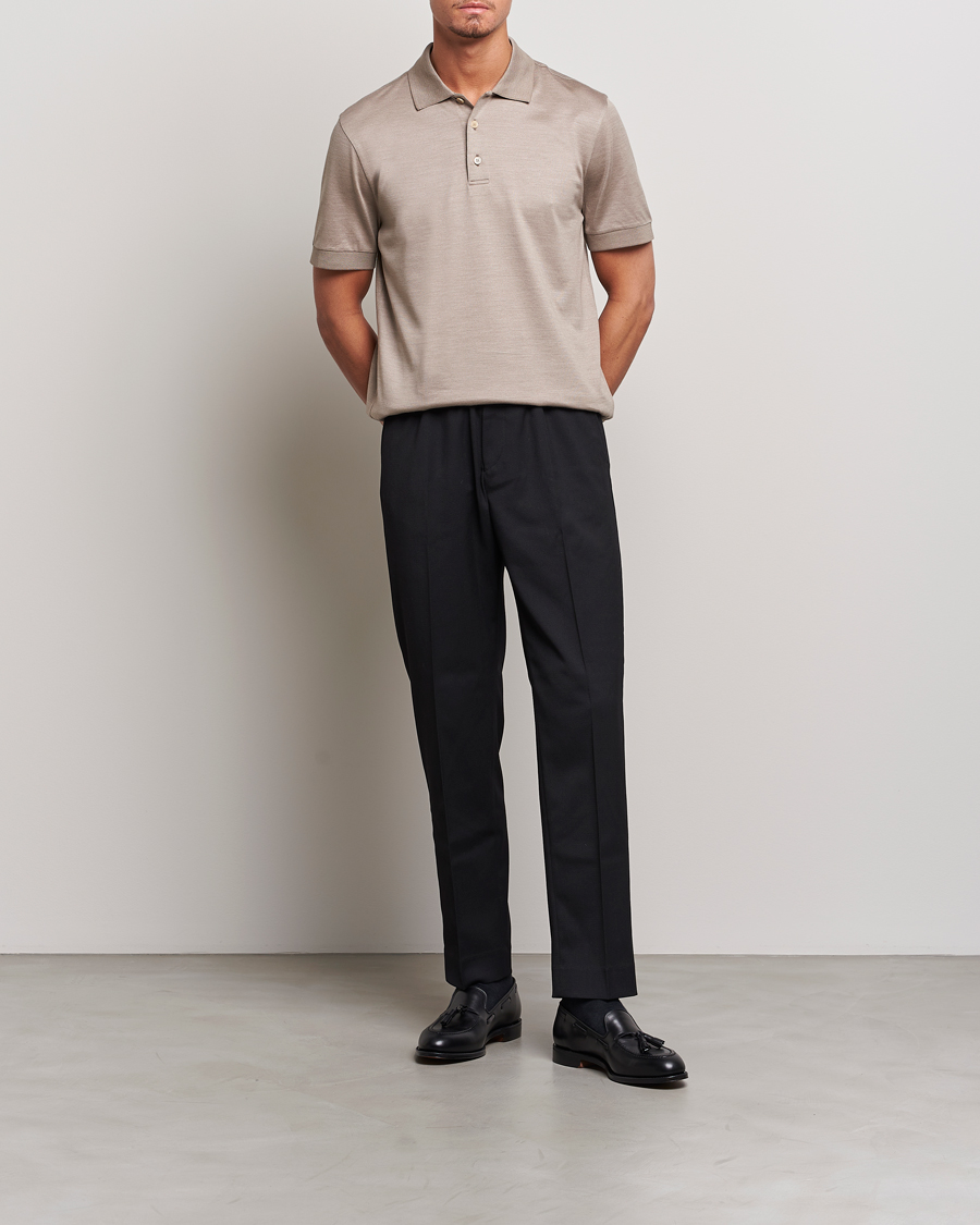 Herre | Pikéer | Brioni | Cotton/Silk Short Sleeve Polo Beige