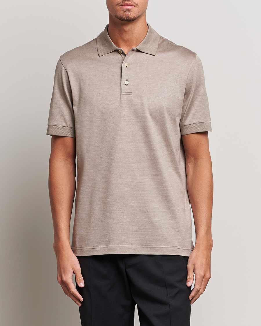 Herre | Pikéer | Brioni | Cotton/Silk Short Sleeve Polo Beige