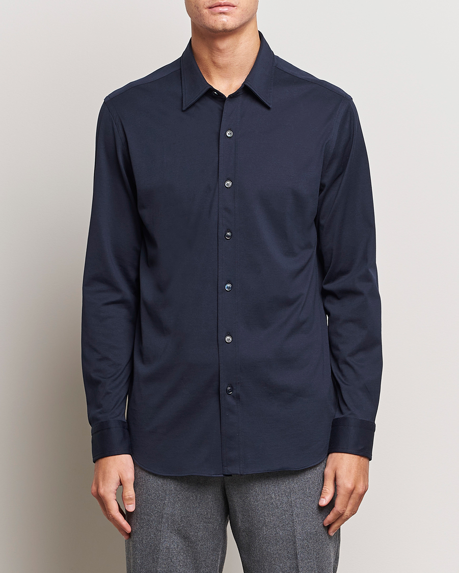 Herre | Skjorter | Brioni | Soft Cotton Jersey Shirt Navy