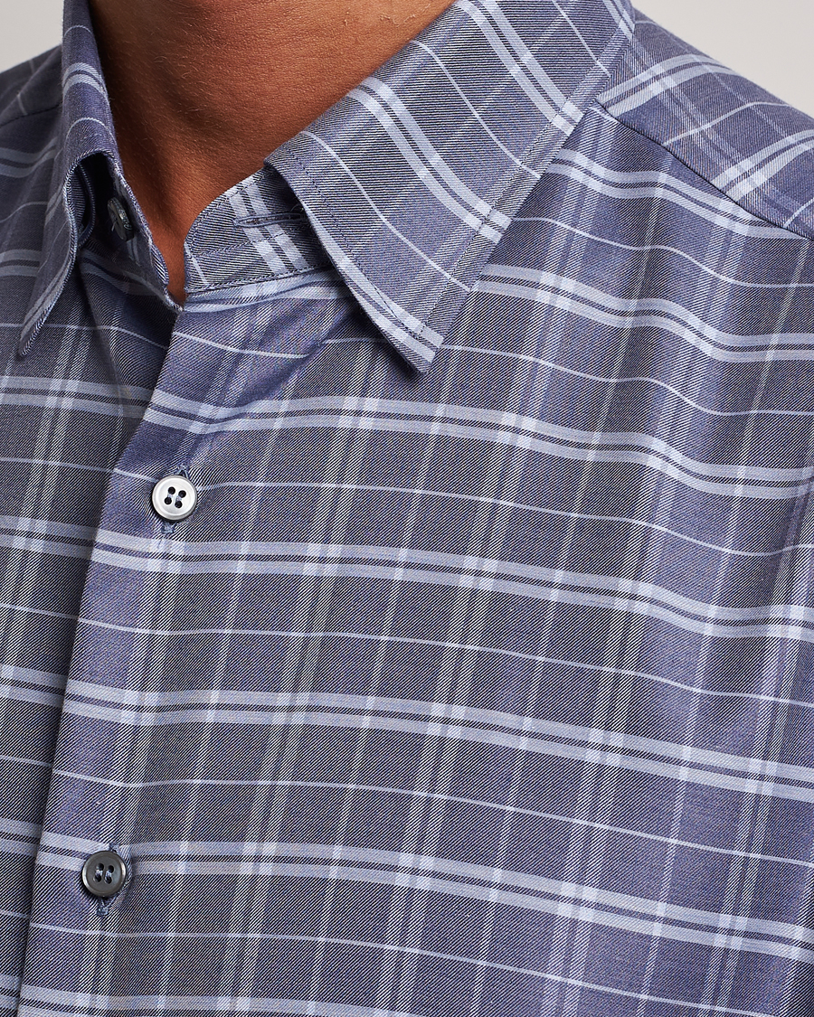 Herre | Skjorter | Brioni | Slim Fit Check Flannel Shirt Dark Blue