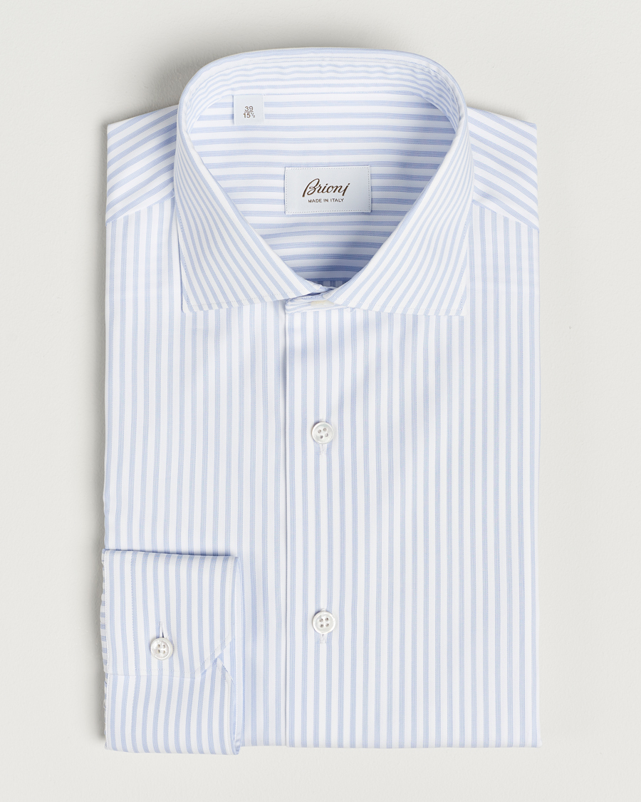 Herre | Skjorter | Brioni | Slim Fit Striped Dress Shirt Light Blue