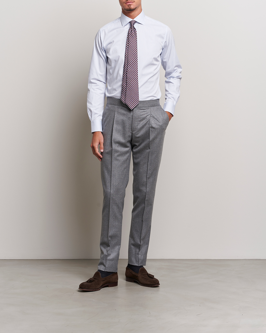 Herre | Skjorter | Brioni | Slim Fit Striped Dress Shirt Light Blue