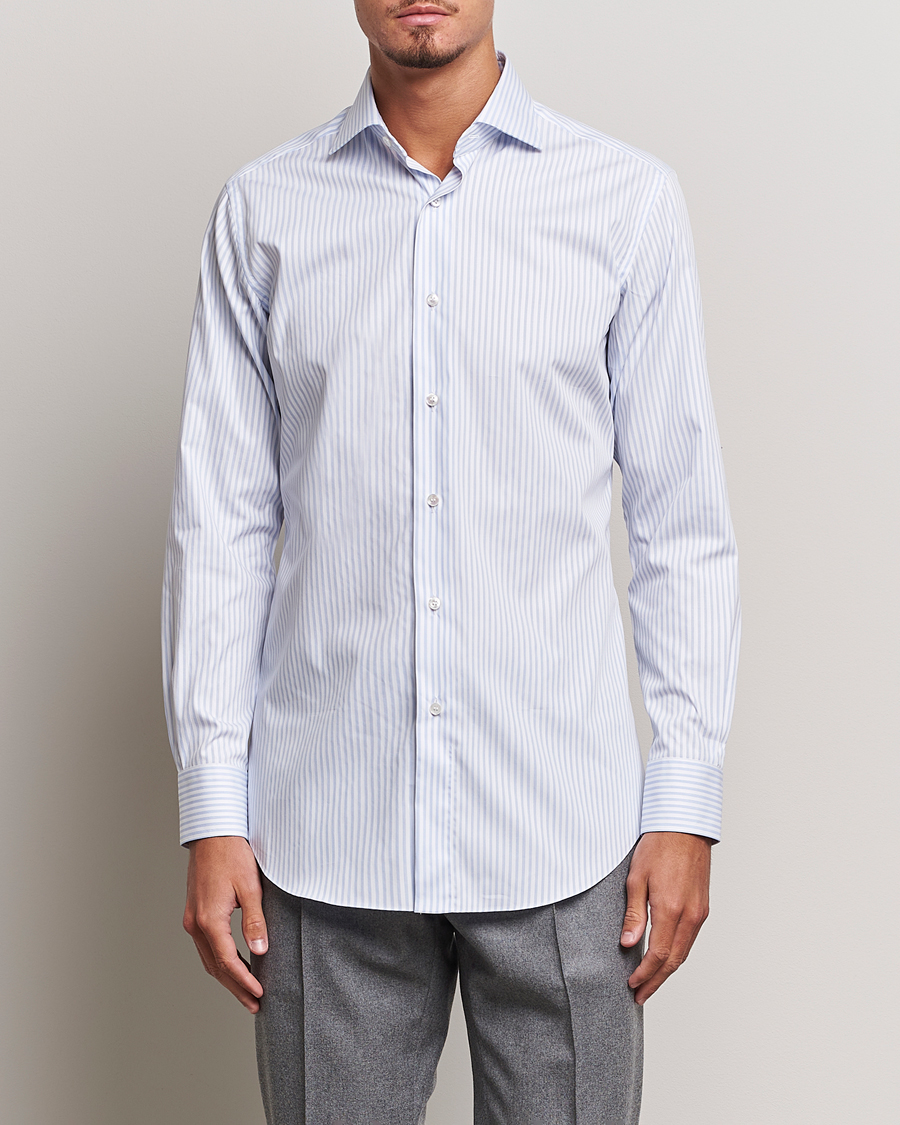 Herre | Skjorter | Brioni | Slim Fit Striped Dress Shirt Light Blue