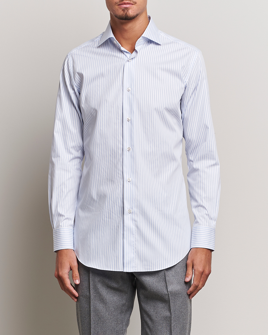 Herre |  | Brioni | Slim Fit Striped Dress Shirt Light Blue