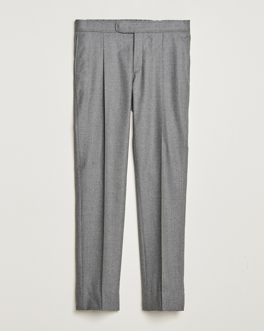 Herre | Bukser | Brioni | Melbourne Drawstring Flannel Trousers Grey Melange